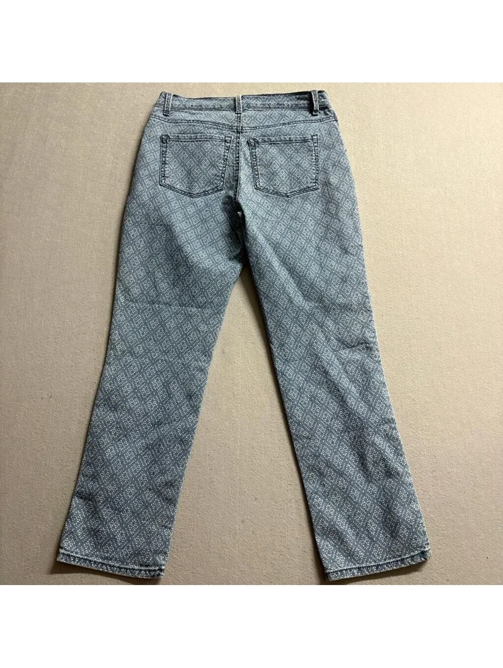 Gloria Vanderbilt Amanda Jeans Womens 4P Blue Patterned Stretch Denim Petite